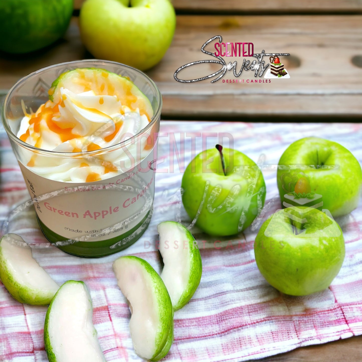Green Apple Caramel Glowless Candle